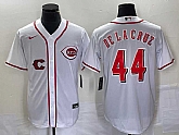 Men's Cincinnati Reds #44 Elly De La Cruz White Cool Base Stitched Baseball Jersey,baseball caps,new era cap wholesale,wholesale hats